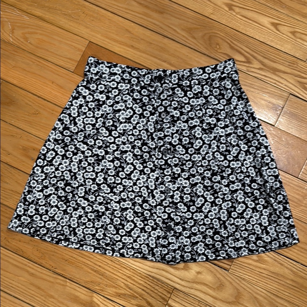 Loft Floral Black and White Skirt